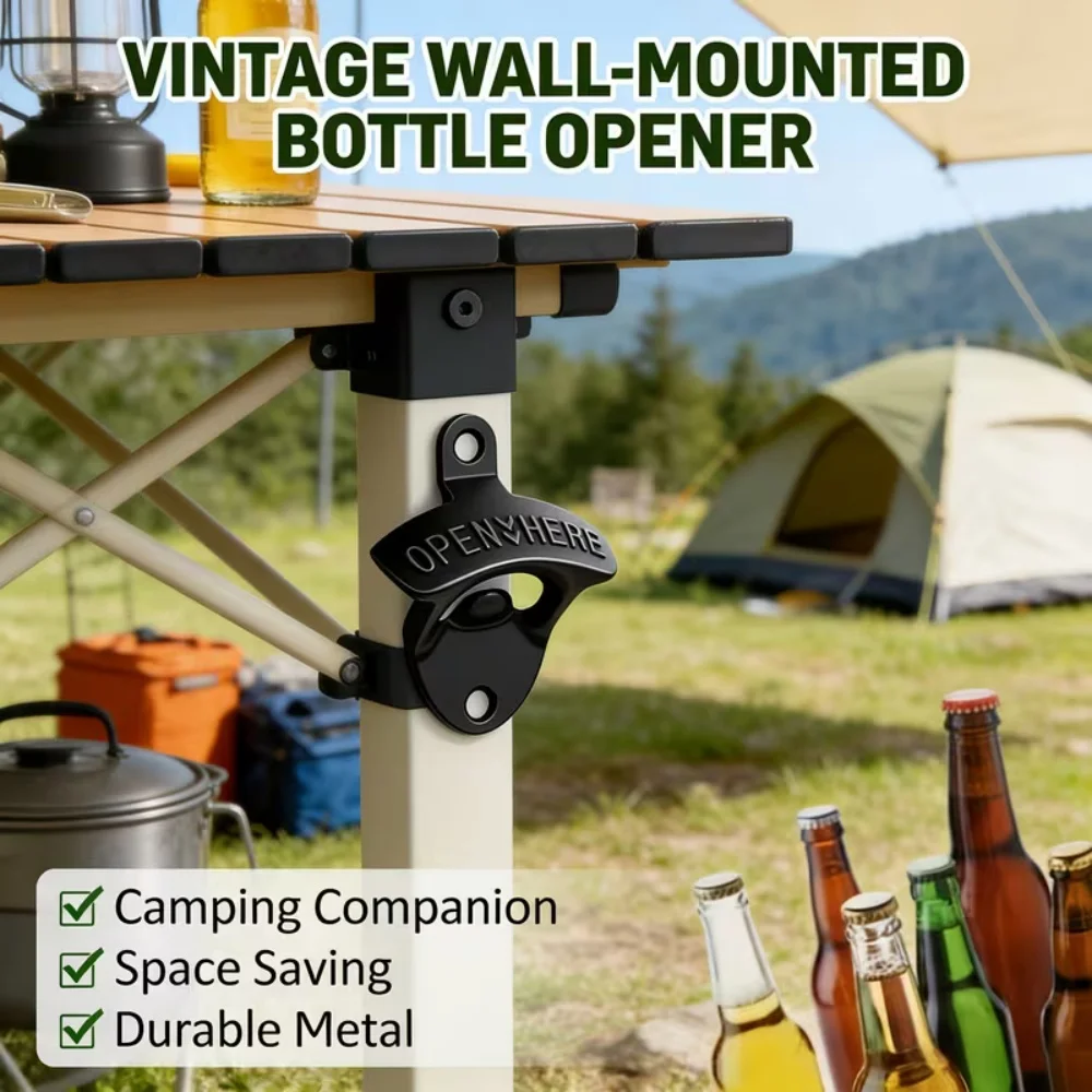 1 Set of Practical Alloy Wall-Mounted Bottle Openers, Perfect for Decorating Bars, Restaurants, and Kitchens, Includes Screws