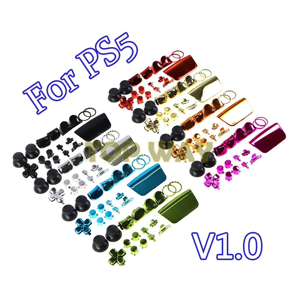 1 conjunto de 7 cores chrome joysticks d-pad r1 l1 r2 l2 conjunto completo direção chave abxy botões de chapeamento para ps5 playstation 5 controlador