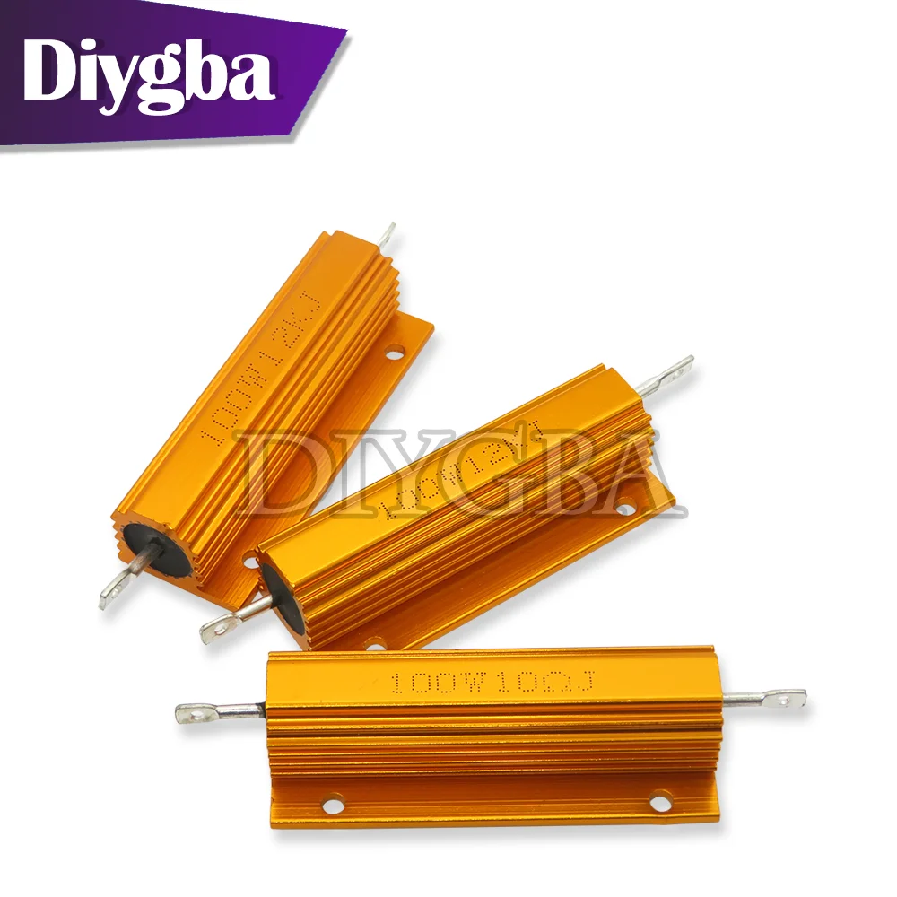 100W Aluminum Power Metal Shell Case Wirewound Resistor 0.01~100K 1 2 3 5 6 8  1K 10K 100K 220 ohm DIYGBA RX24 resistance