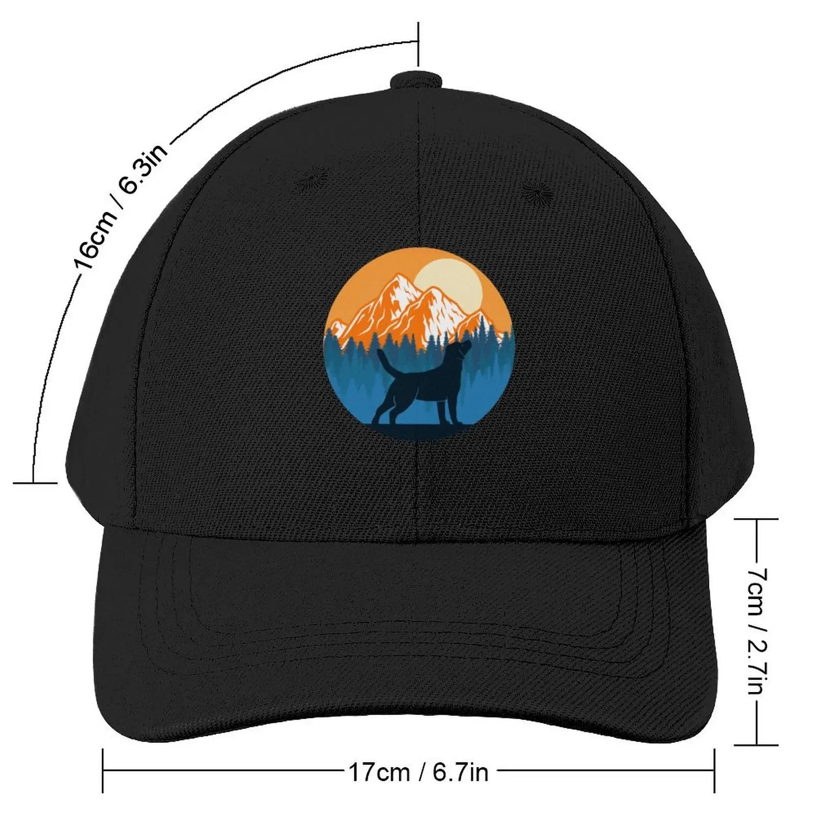 Labrador Dog Silhouette Sunset Mountain Forest labrador lover Baseball Cap beach hat hard hat Rugby Female Men's