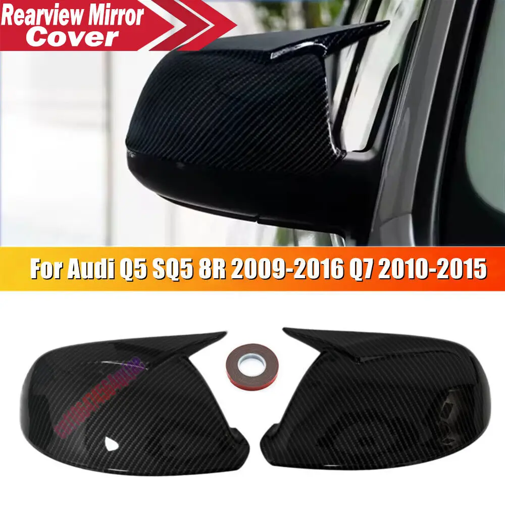 For Audi Q5 SQ5 8R Q7 2009-2016 2010-2015 LHD ABS Car Rearview Side Mirror Cover Wing Cap Exterior Door Trim Adhesive Sticker