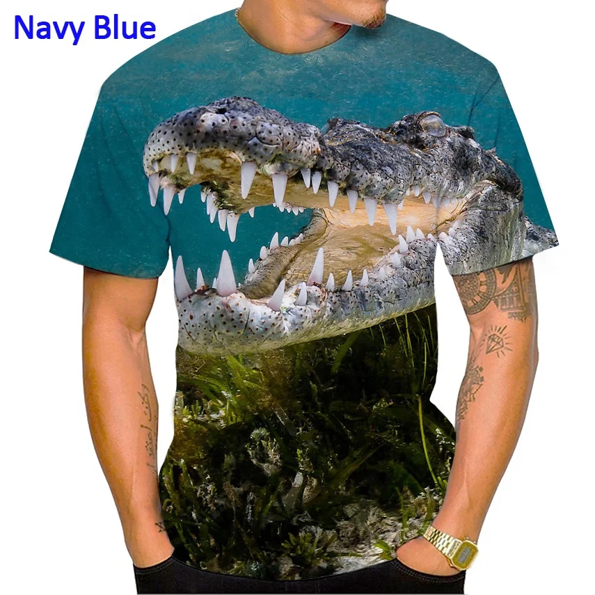 New Summer Hot Sale Crocodile 3D Printed Short Sleeve Men's Breathable T-Shirt Animal Graphic Harajuku Streetwear Unisex Top