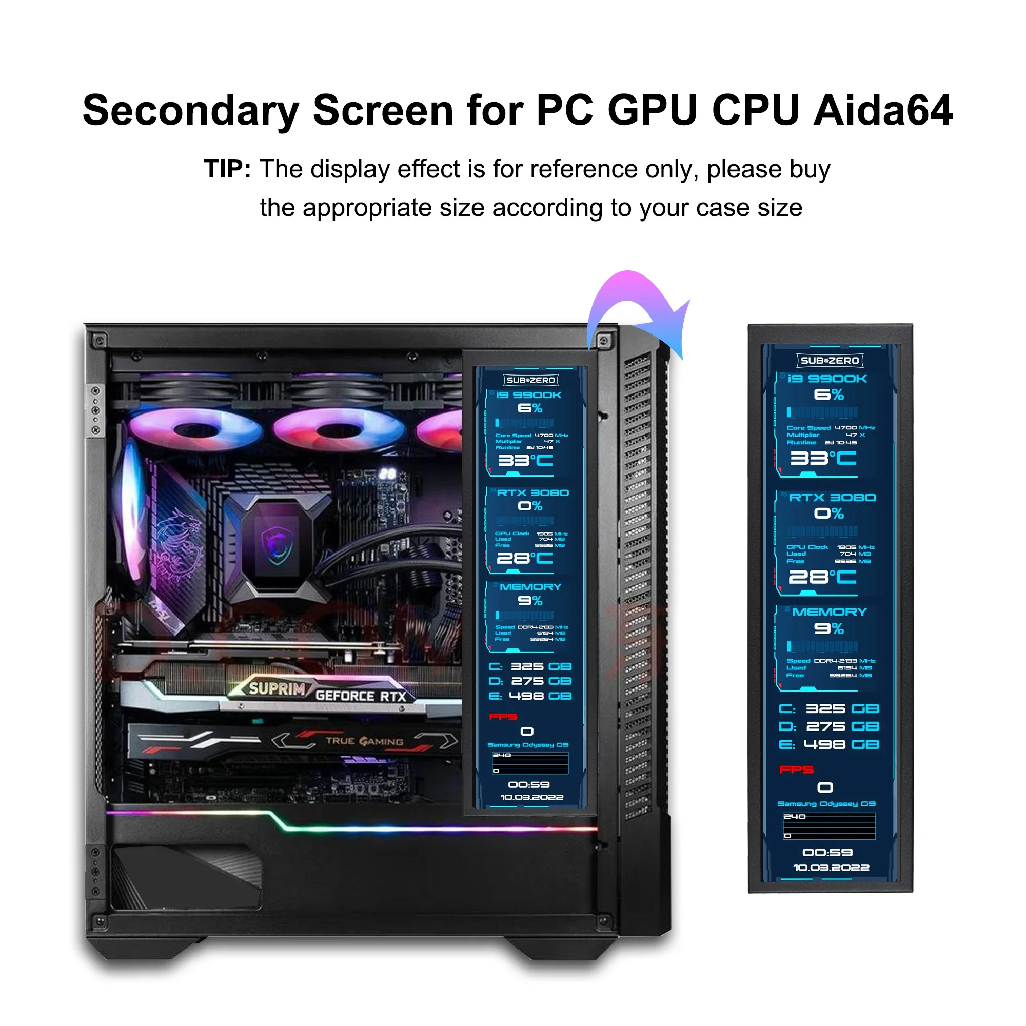 Wisecoco 8.8 Inch FHD Computer Secondary Screen IPS 1920x480 Mini Monitor  HDMI Laptop for PC Raspberry pi Aida64 Wallpaper