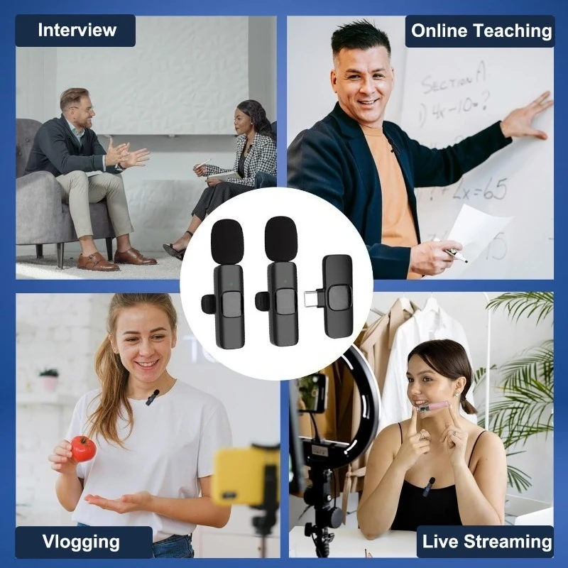 Wireless Lavalier Microphone For iPhone 15/16/17 Series Android Devices Noise Cancelling Mini Lapel Microphone for Vlogging Mic view 5