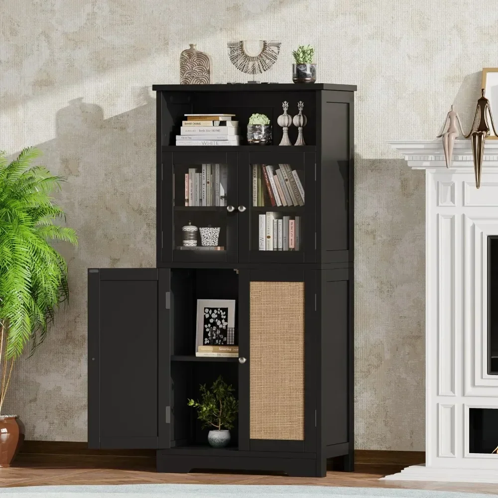 Rattan Display Cabinet for Bathroom Reliable Performance Sturdy Construction Durable Build Modern Design Easy Assembly