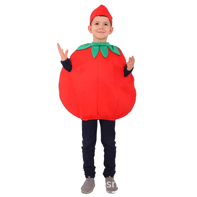 Costume de fruits et légumes imperméables pour enfants, tenue de tomate, gels Harvey neutres, fête de cosplay mignonne, Halloween, enfants, filles, garçons