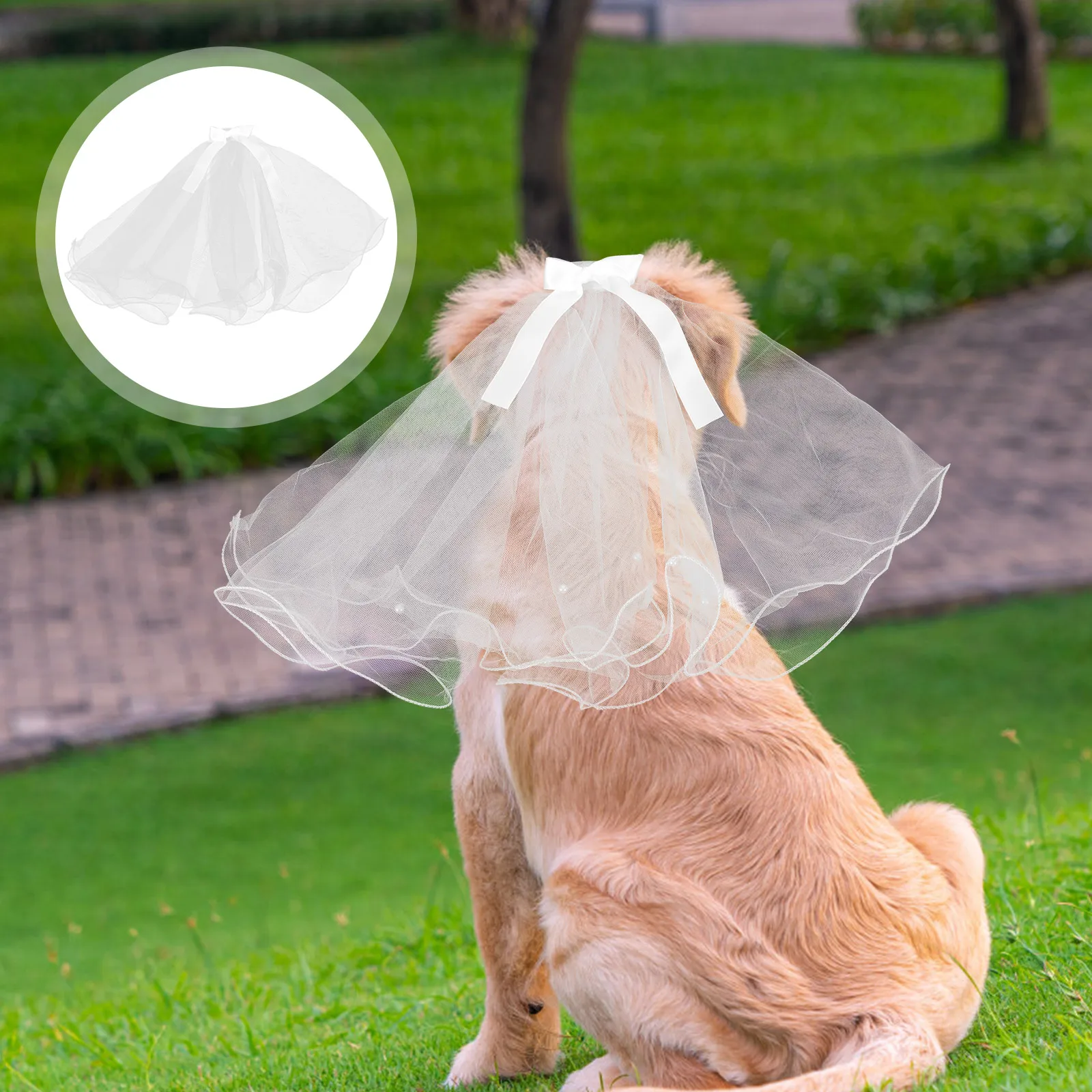 

Pet Headgear Puppy Bride Veil Costume Wedding Accessory Dog Bridal Hair Accessories The with Clip Dress