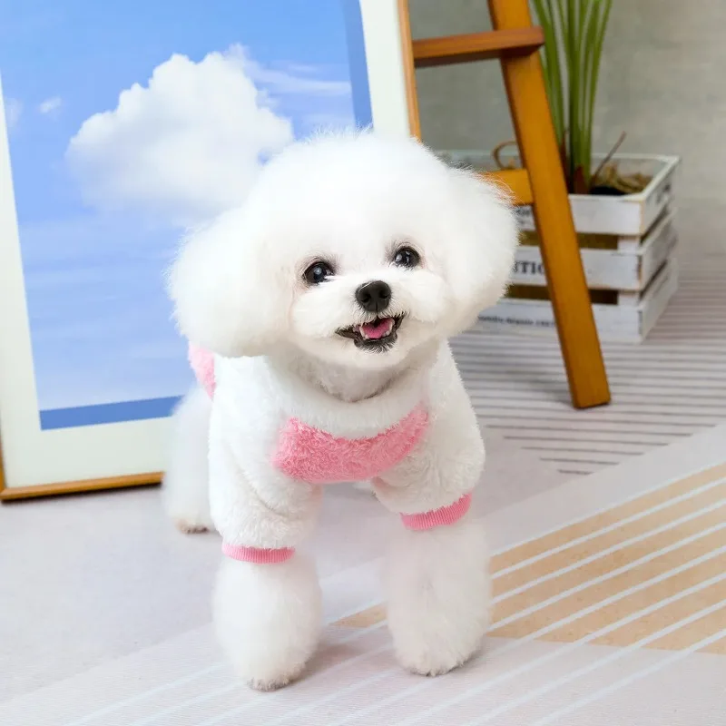 Pet Dog Plush Four Legged Jumpsuit Pet Plus Plush Coat Small Dog Cat Warm Comfortable Autumn Winter Duck Four Legged Plush Coat