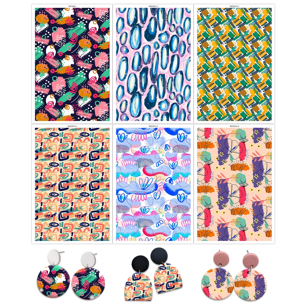

Modern Abstract Oval Pattern Soft Ceramic Earrings Water Soluble Disposable Sticker for Diy Jewelry Making Decal