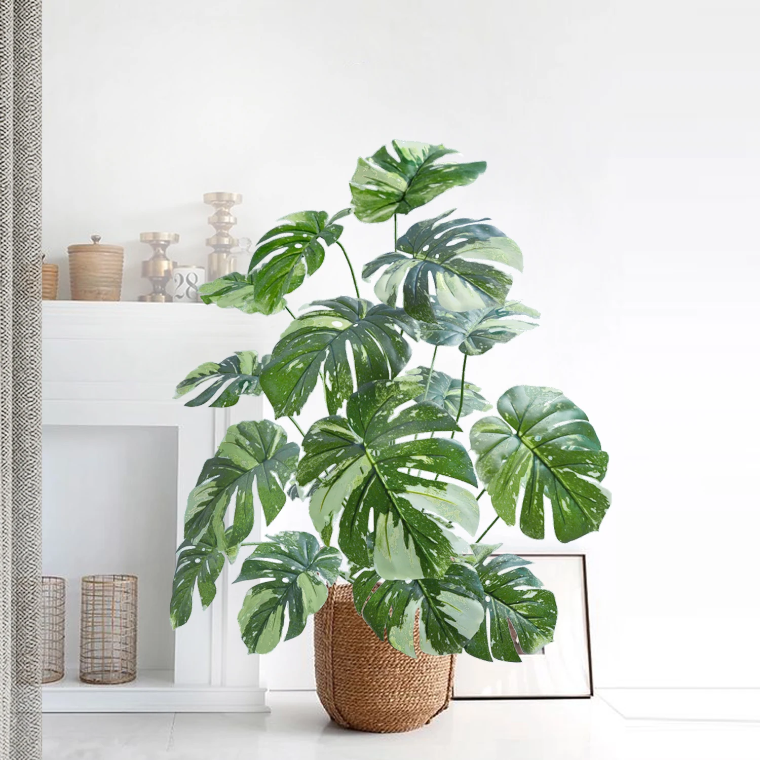 65-100 cm Artificial Monstera deliciosa Pothos Alocasia Leaf Fake Plant Ornamental Festive Home Office Decoration