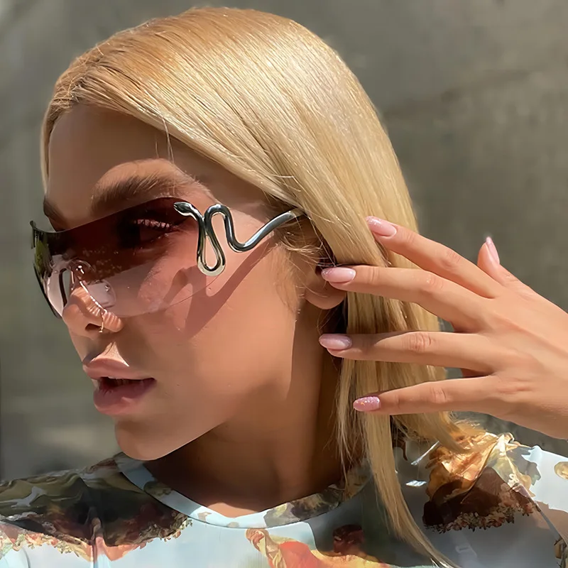 

Y2k Rimless Sunglasses Women Stylish Gradient Lens Outdoor Shades Trendy Luxury Brand Design Metal Frame Eyewear Goggle