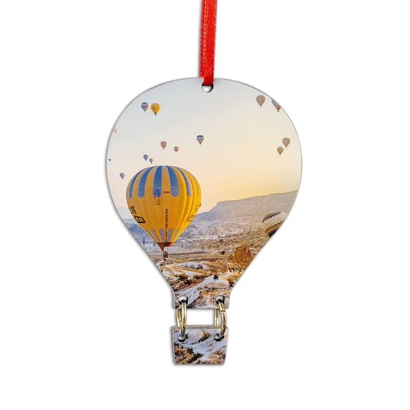 20pcs/lot Blank Sublimation MDF Wooden Hot Air Balloon Christmas Pendant Transfer Custom DIY Consumables Both Sides Print