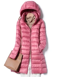 Plus Size 5xl  Thick Long Down Jacket Women Winter Ultra Light Down Jacket Women With Hooded Down Coat Female Hat Detachable