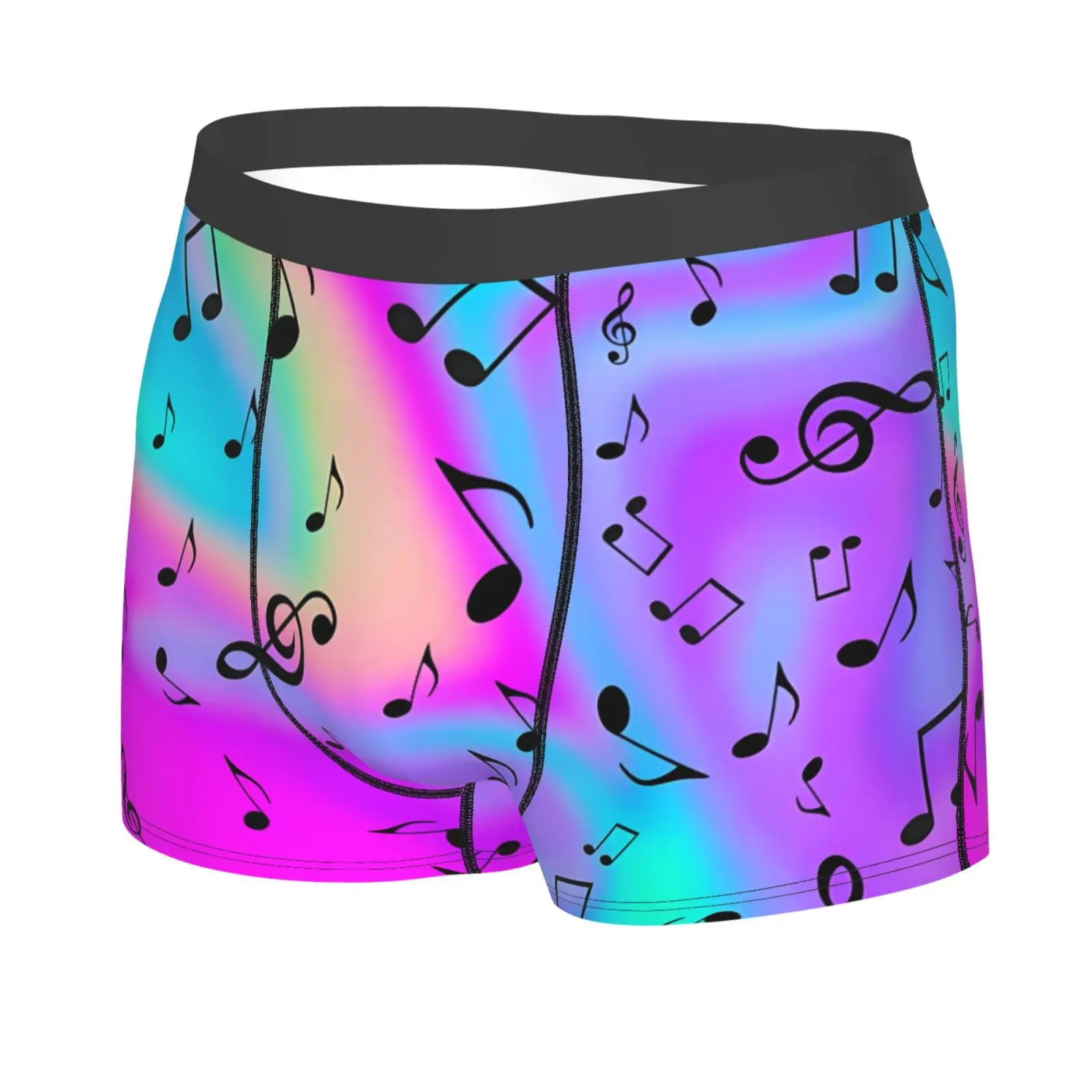 Colorful Musical Notation Pattern Men Underwear Boxers Men Novelty Underpant Breathable Printed Male Underpants Man Boxer Briefs