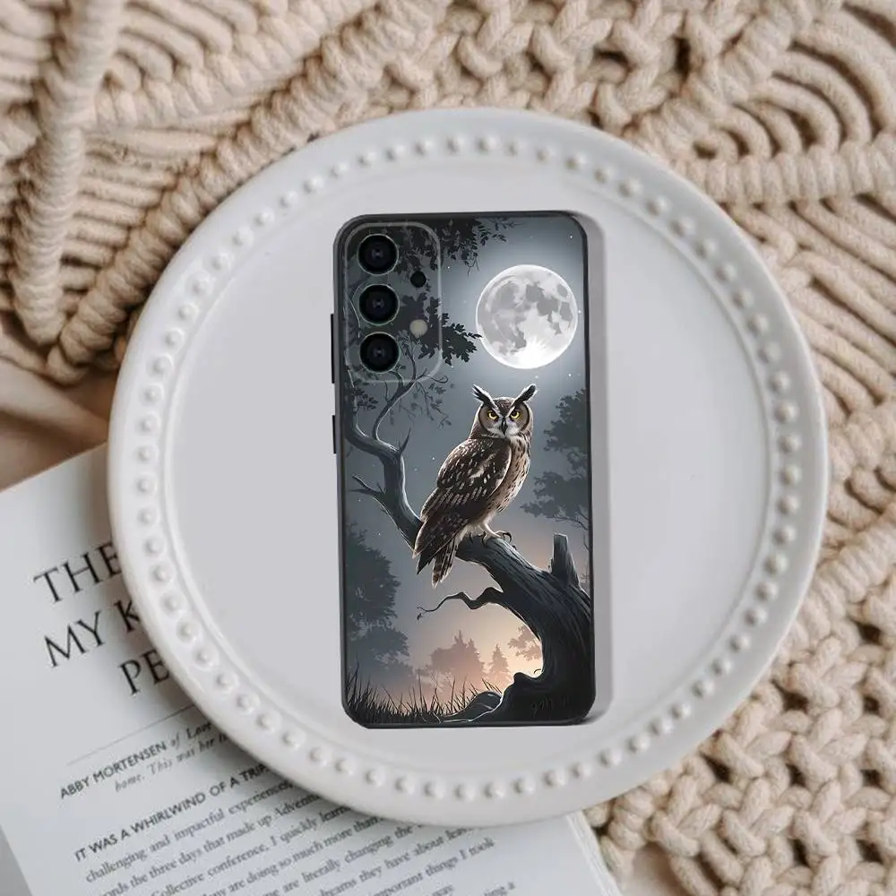 حافظة هاتف على شكل بومة حيوانية لهاتف سامسونج جالاكسي A73,72,51,53,52,71,22,5G,Note,J7,8,9 غطاء أسود ناعم #3