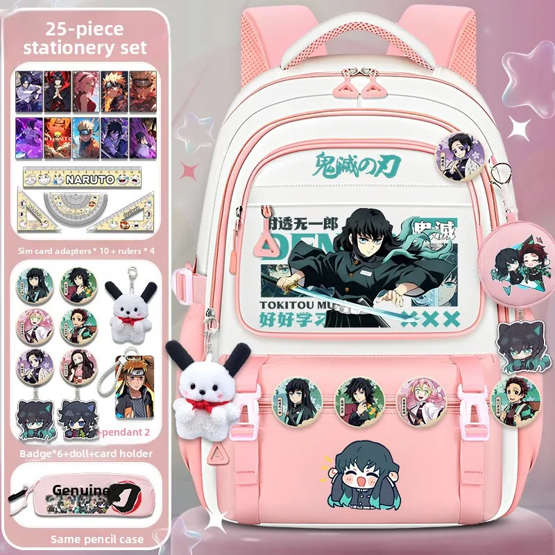 Demon Slayer Spine Protection Backpack For Boys And Girls Zenitsu Giyu Sabito Large Capacity Primary School Bag view 6