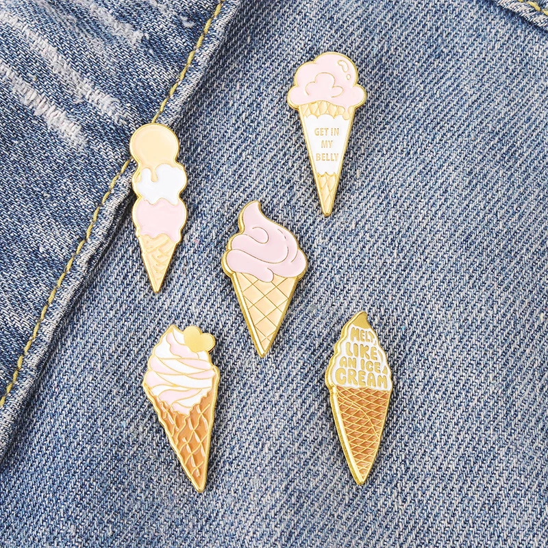 Ice Cream Shape Pin Clothing Accessories Backpack Pin Badge Lapel Pins Ice Cream Pin Cold Drink Cat Planet Strawberry