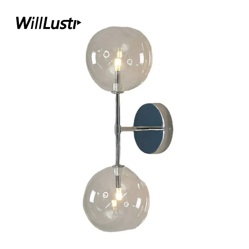 

Nordic Bubble Glass Wall Lamp Gold Chrome Metal Light Luxury Hotel Bar Cafe Aisle Hallway Bedside Globe Ball Sconce Lighting