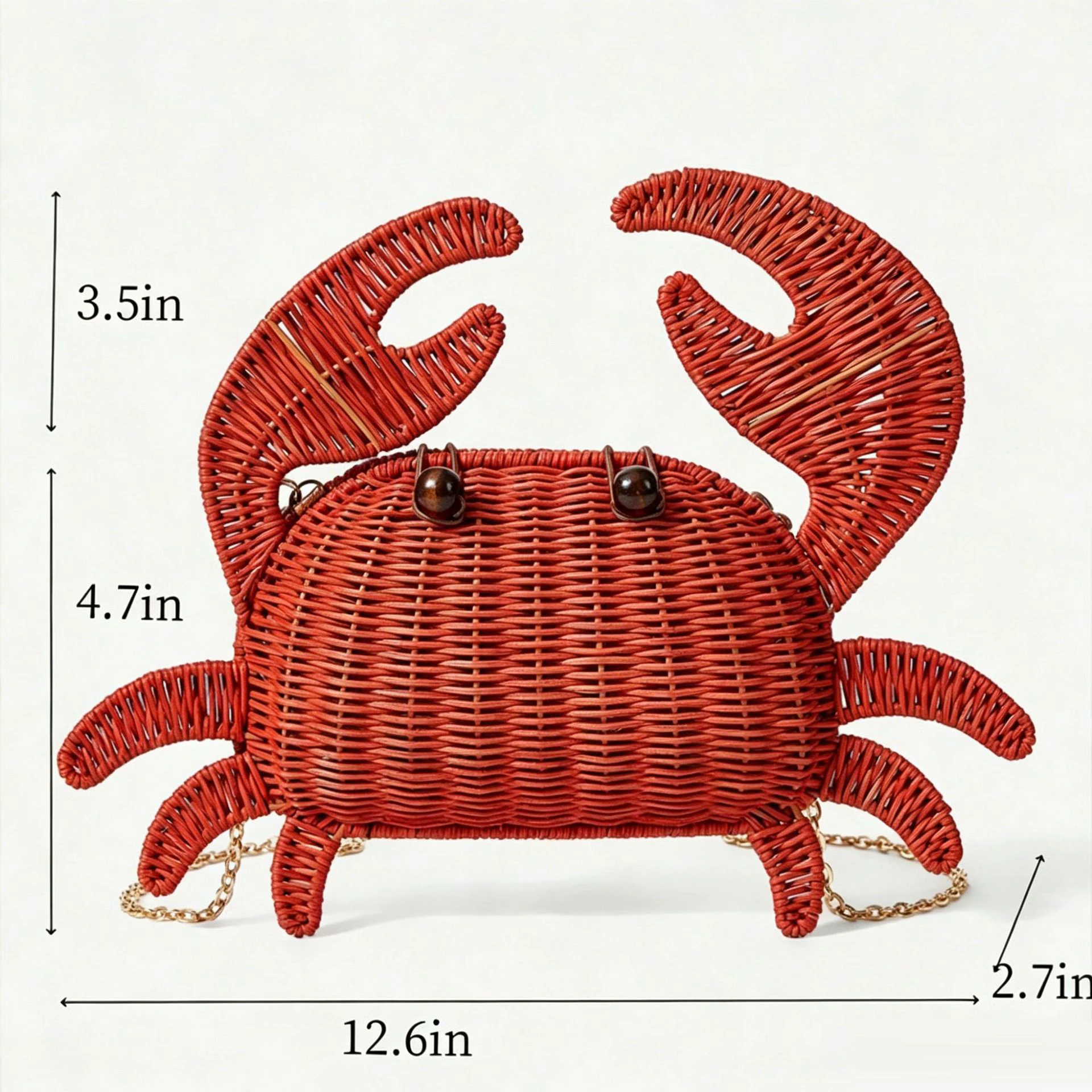 Cute Crab Shaped Rattan Bag Bohemian Wicker Woven Shoulder Bags for Women Funny Purses Beach Straw Bag NEW Handmade Handbags view 3