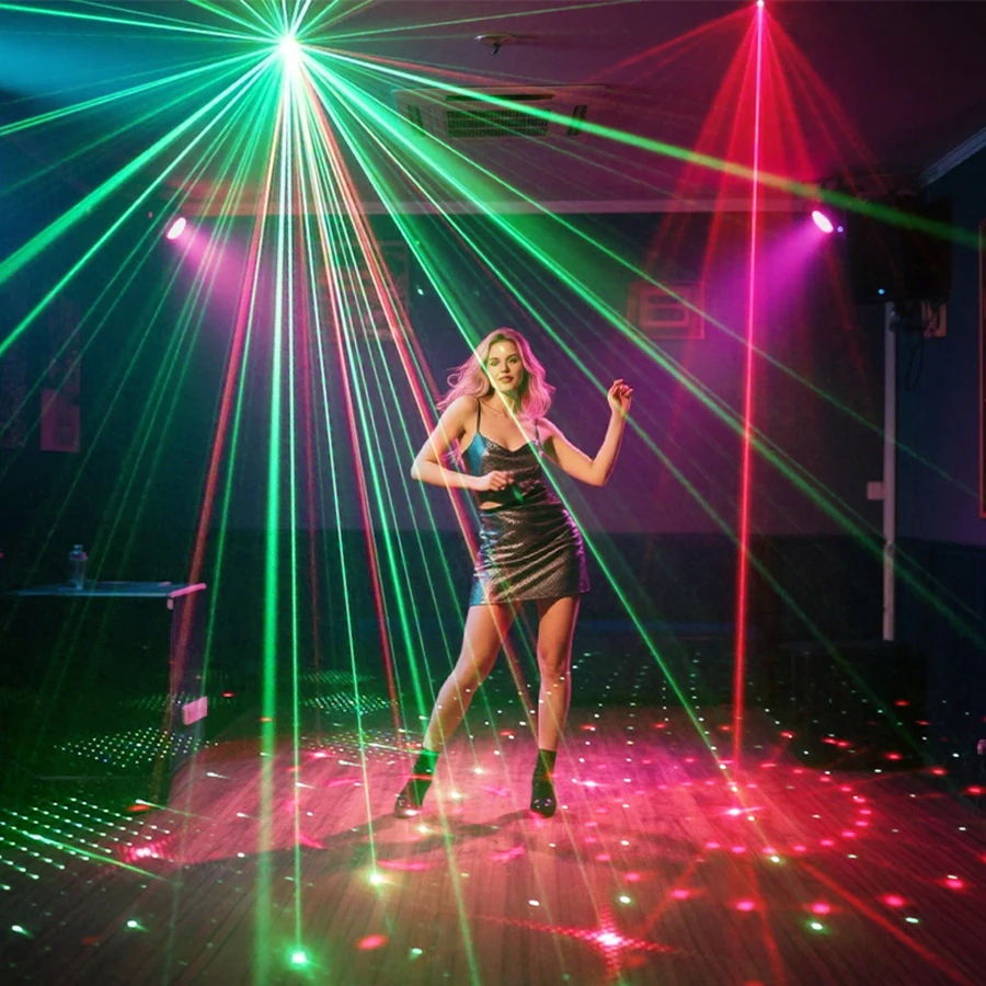 YSHR10 R & G تأثير DJ ديسكو ضوء 60 أنماط جهاز عرض ليزر فلاش بار الرقص غرفة نوم حفلة عيد ميلاد عيد الميلاد الديكور مصباح #5