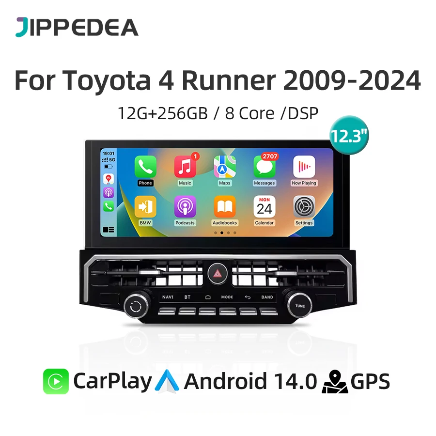 

12.3" Android 14.0 DSP Stereo Car Radio For Toyota 4 Runner 2009-2024 GPS Navigation 4G WiFi Bluetooth RDS Car Multimedia Player