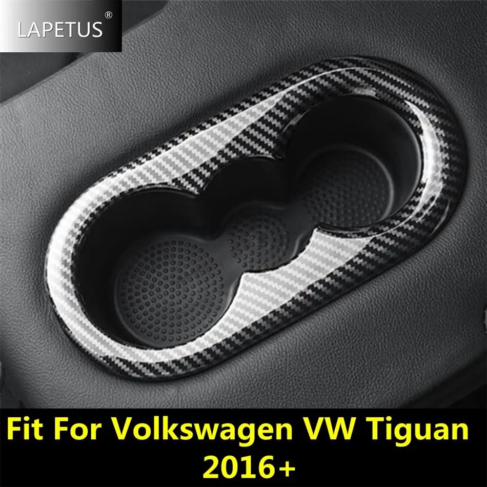 

ABS Matte / Carbon Fiber Rear Seat Water Cup Holder Decor Panel Cover Trim For Volkswagen VW Tiguan 2016 - 2022 Auto Accessories