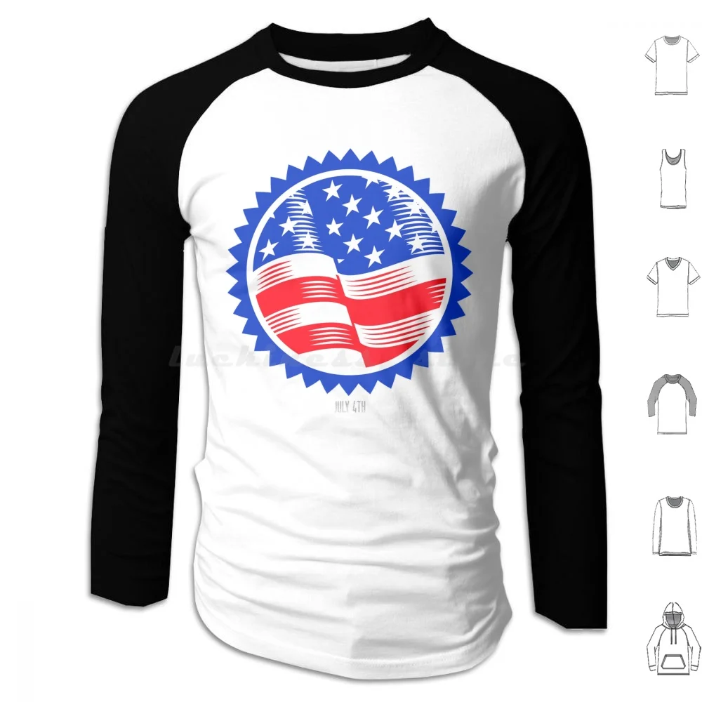 

July 4th American Flag Blue Sun  Day Hoodies Long Sleeve 4th July July 4th Day American Flag Usa Usa Flag Bbq Happy