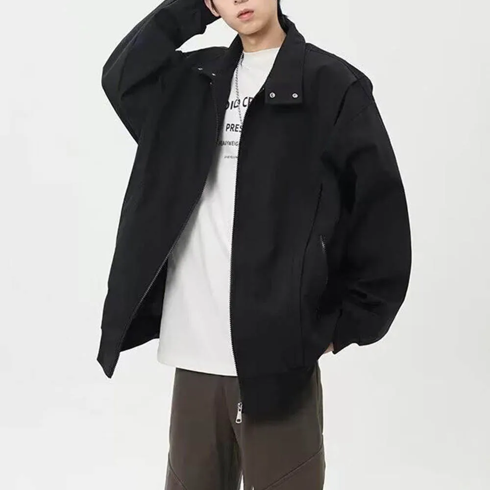 

Мужская однотонная куртка с длинными рукавами в американском стиле ретро, модный тренд High Street, повседневные свободные нишевые осенние новые мужские топы 2025