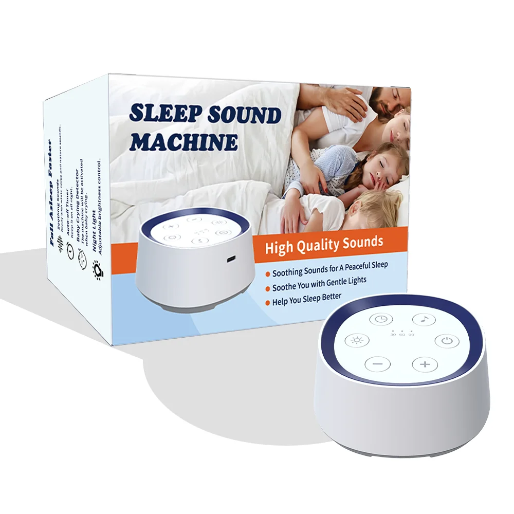 Portable White Noise Sound Machine for Baby Kids Adults 24 Soothing Sounds Rechargeable Sleep Aid and Soother Night Light Timer