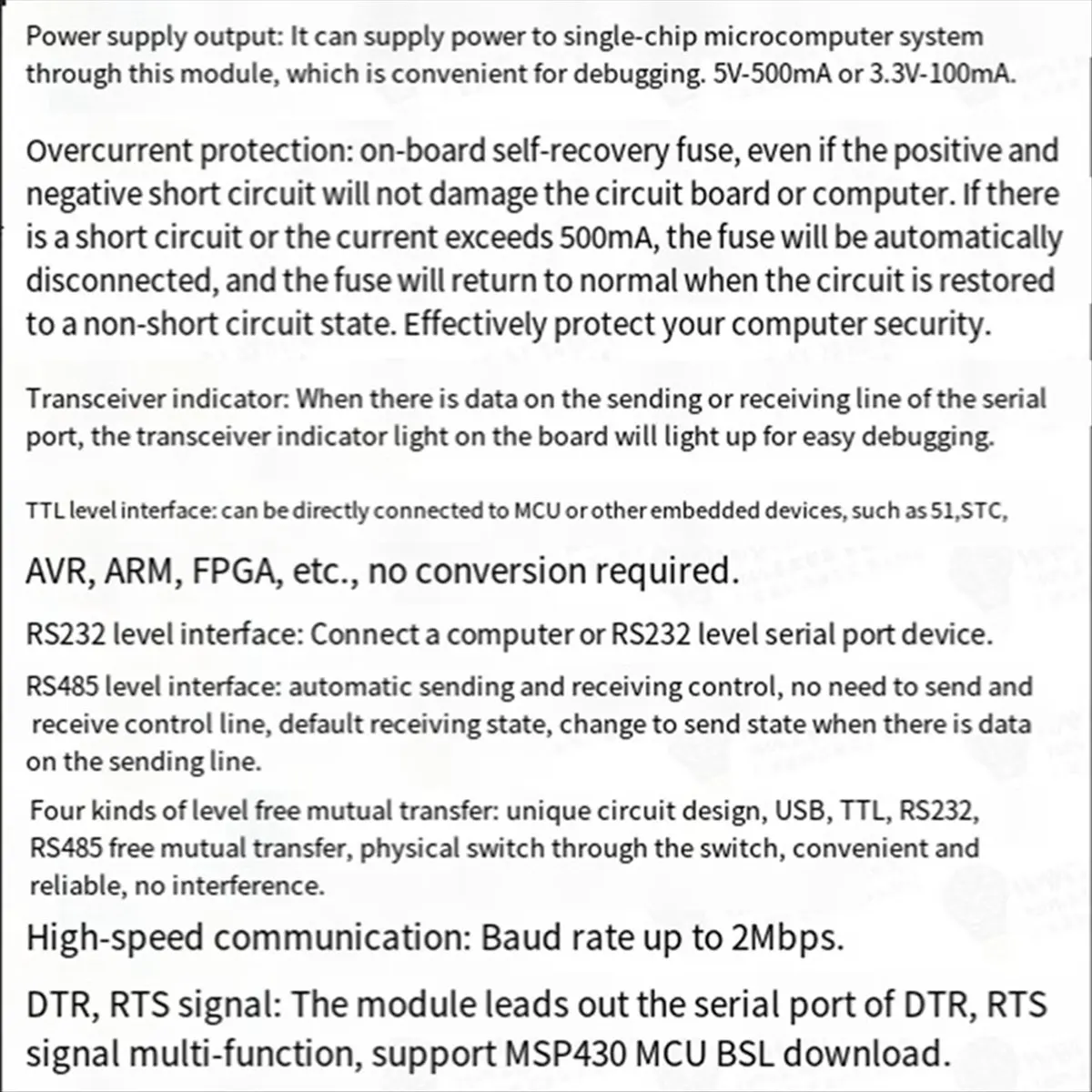 High-quality PC accessories in Stock 6-In-1 Multifunctional USB to UART Serial Port Module USB TTL 485 232