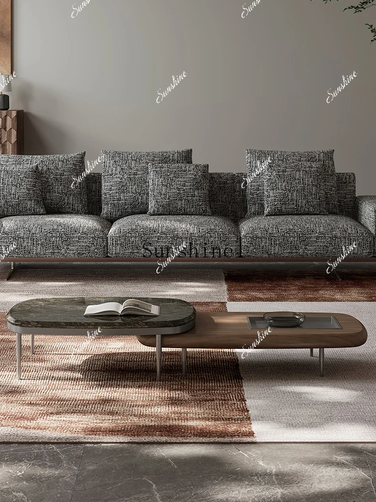 

Italian minimalist solid wood modern living room movable marble coffee table FT