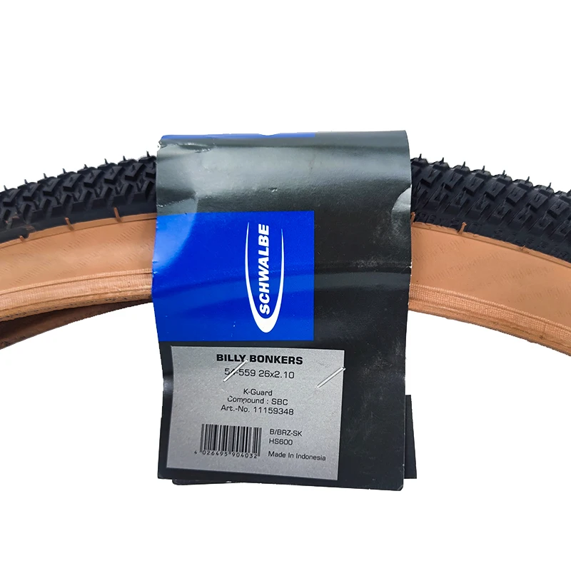 BILLY BONKERS Bicycle Tire 26x2.10 2.25 54-559 26inch Brown Bicycle Tyre K-Guard 3 MTB Road Bicycle Cycling Riding Tire Parts