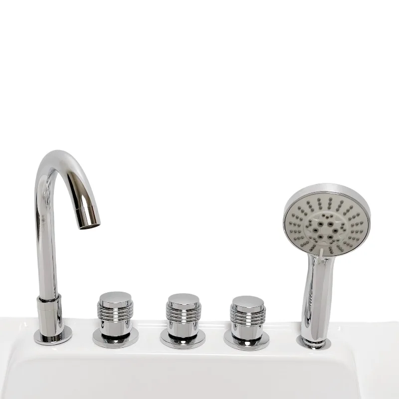 MTTUZK 5 holes Brass Plated Bathtub Faucet Hot  Cold Water Control Valve Bath Shower Mixer Bathtub Faucet 5 Piece Set Faucet