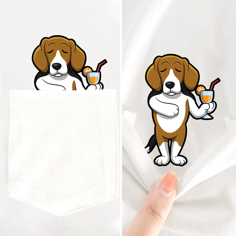 CLOOCL Fashion T-Shirt Brand Funny Animals Dog Beagle Pocket T-shirts White  Harajuku Woman Tshirts Summer Graphic T