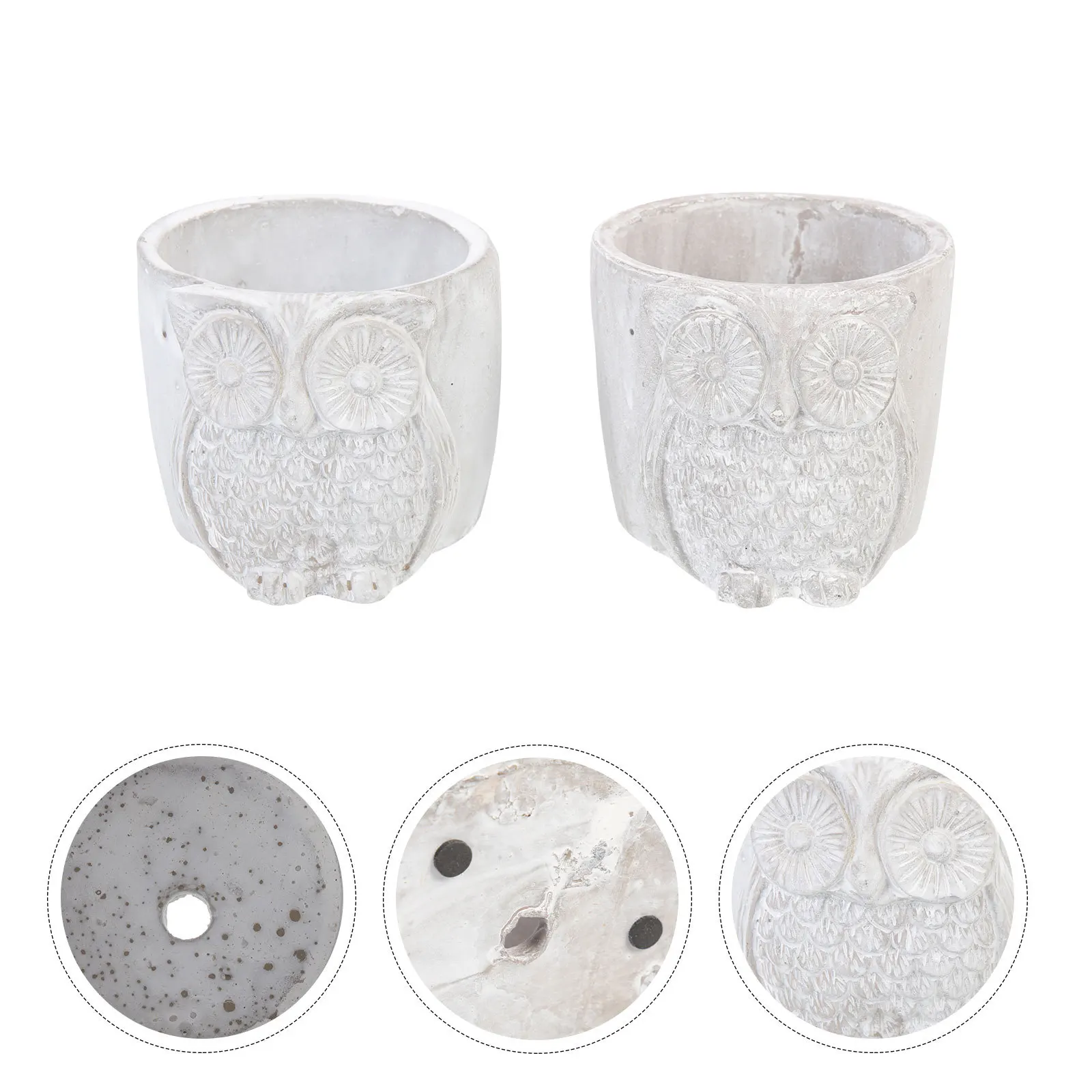 

2Pcs Cement Flowerpot Sturdy Material Lightweight Compact Size Home Office Garden Nursery Planting Tools Cement Flower Pot