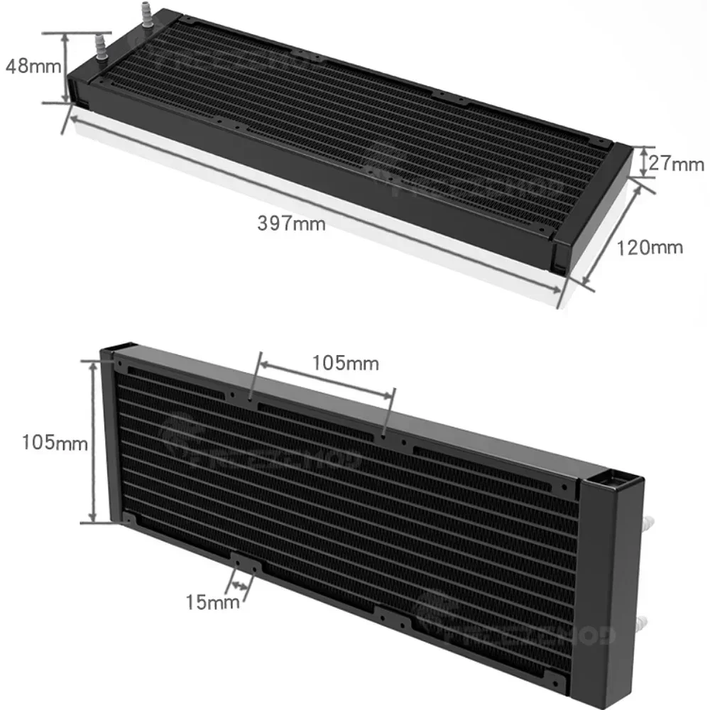 Imagem -02 - Zemod-radiador de Alumínio 360 mm Refrigeração Líquida 22 mm Onda Larga Ventilador 12cm 12cm Sm-lp22360