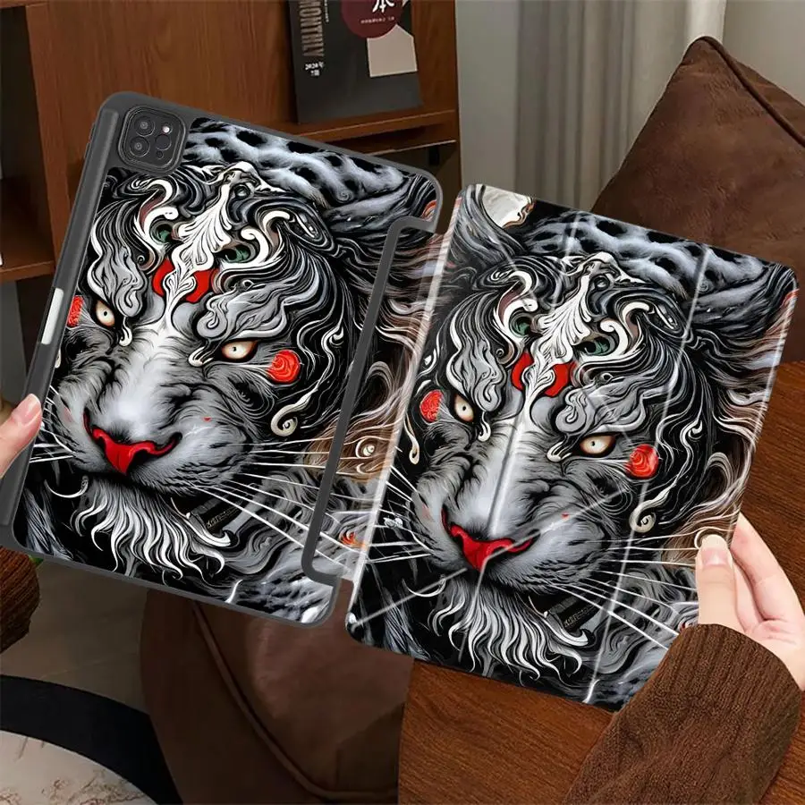Holder Cover Tablet Case For iPad Air 4 5 M3 M2 M4 11inch Mini 6 7 Pro 2025 Pro 11th 10th 9th 8th 7th 12.9inch Tiger Cool