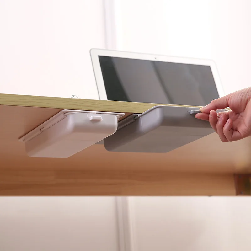 Tiroir à plateau caché sous le bureau, cache l'argent au bas de l'armoire, organisateur de papeterie caché, boîte de support, bâton de colle Nano pour la maison