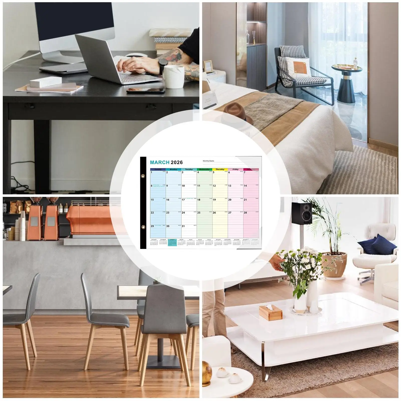 Calendario pianificatore mensile Cancellabile a secco 2026 Calendario da appendere Home Planner Organizer Spazioso calendario da parete da 18 mesi per sala studio