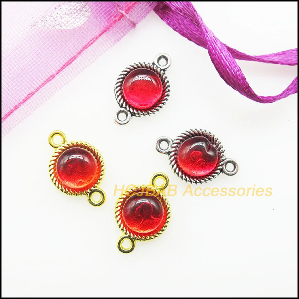 20 New Round Charms Red Glaze Wheel Pendants Connectors 8.5x13mm