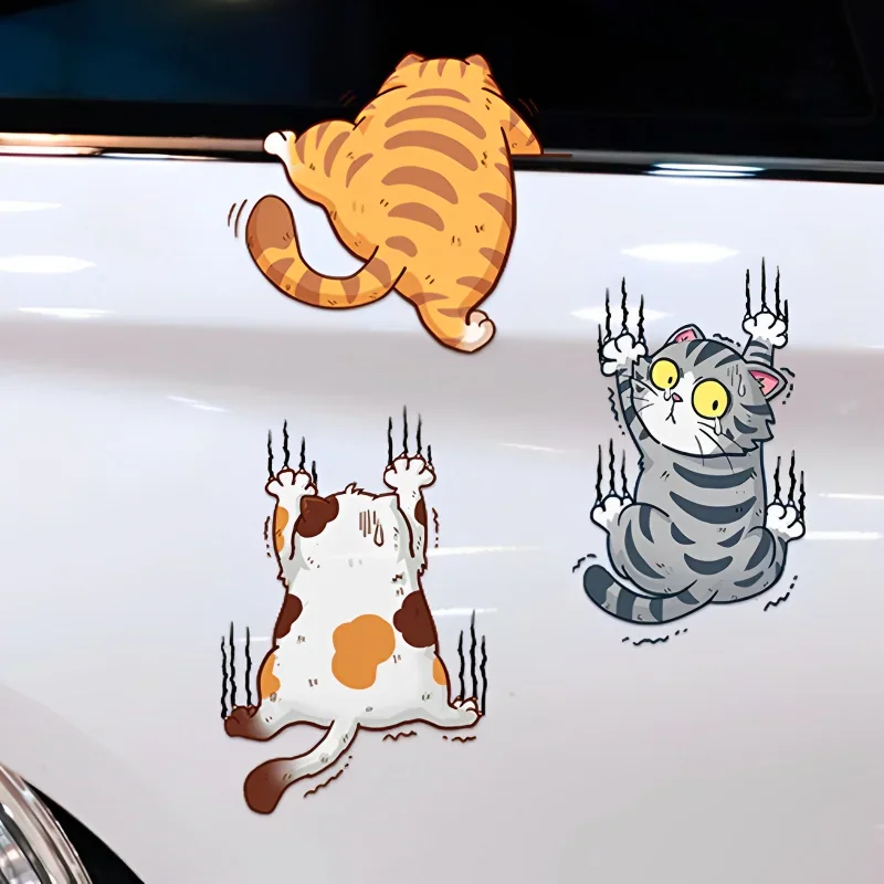 

3 Cats Personality Funny Pet Cat Car Stickers Scratch Car Stickers