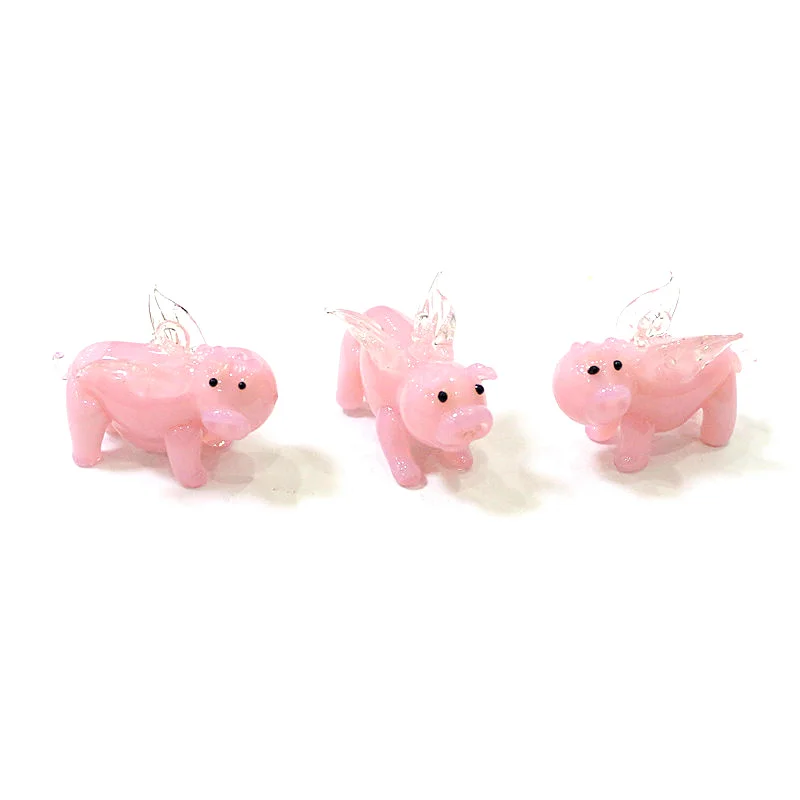 Lovely Pink Pig Charm Glass Pendant Mini Animal Figurine Ornaments For Home Garden Decor Supplies DIY Jewelry Making Accessories