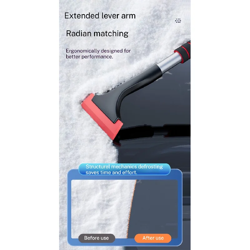 Car Snow ShoveL Extendable Aluminum For Universal Vehicle Front Windshield Telescopic Extra-long Ice Scraping