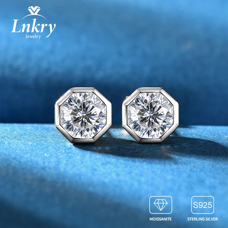 

Lnkry Pendientes Plata 925 Sterling Silver Stud Earring 6.5mm Moissanite Geometric Earrings for Women 2025 Trend Jewelry Gifts