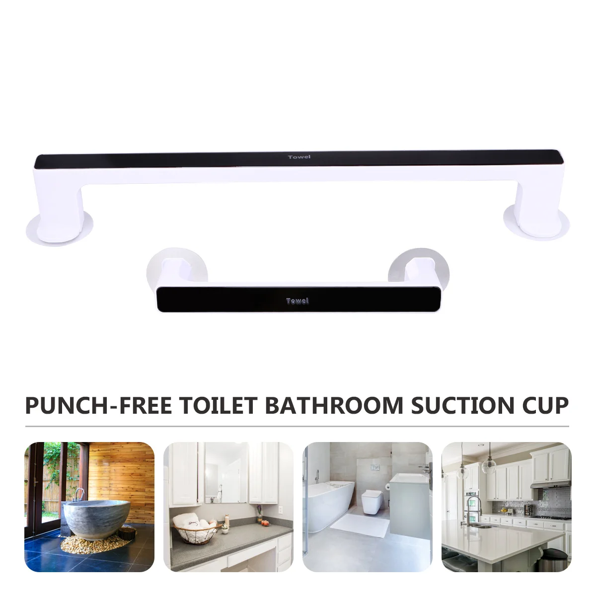 

2Pcs Suction Cup Bathroom Towel Rack Creative Traceless Storage Organizer Wall Mounted Holder Shelf Heat Resistant