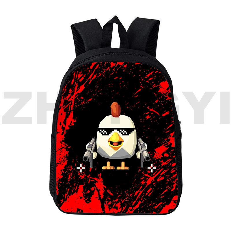 

New 3D Chicken Gun School Bags for Teenager Girls Boys Outdoor Sport Packbag 12/16 Inch Game Chicken Gun Backpack Mens Bookbag