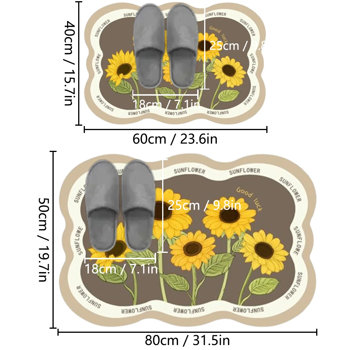 Special-shaped flannel thickened bathroom absorbent and dirt-resistant floor mats shower room non-slip foot mats toilet mats