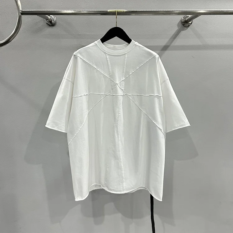 

Летняя новинка: Утолщенная свободная футболка с длинным рукавом, однотонная, с дизайнерскими вставками, молодежная, модная, хлопковая, для мужчин и женщин