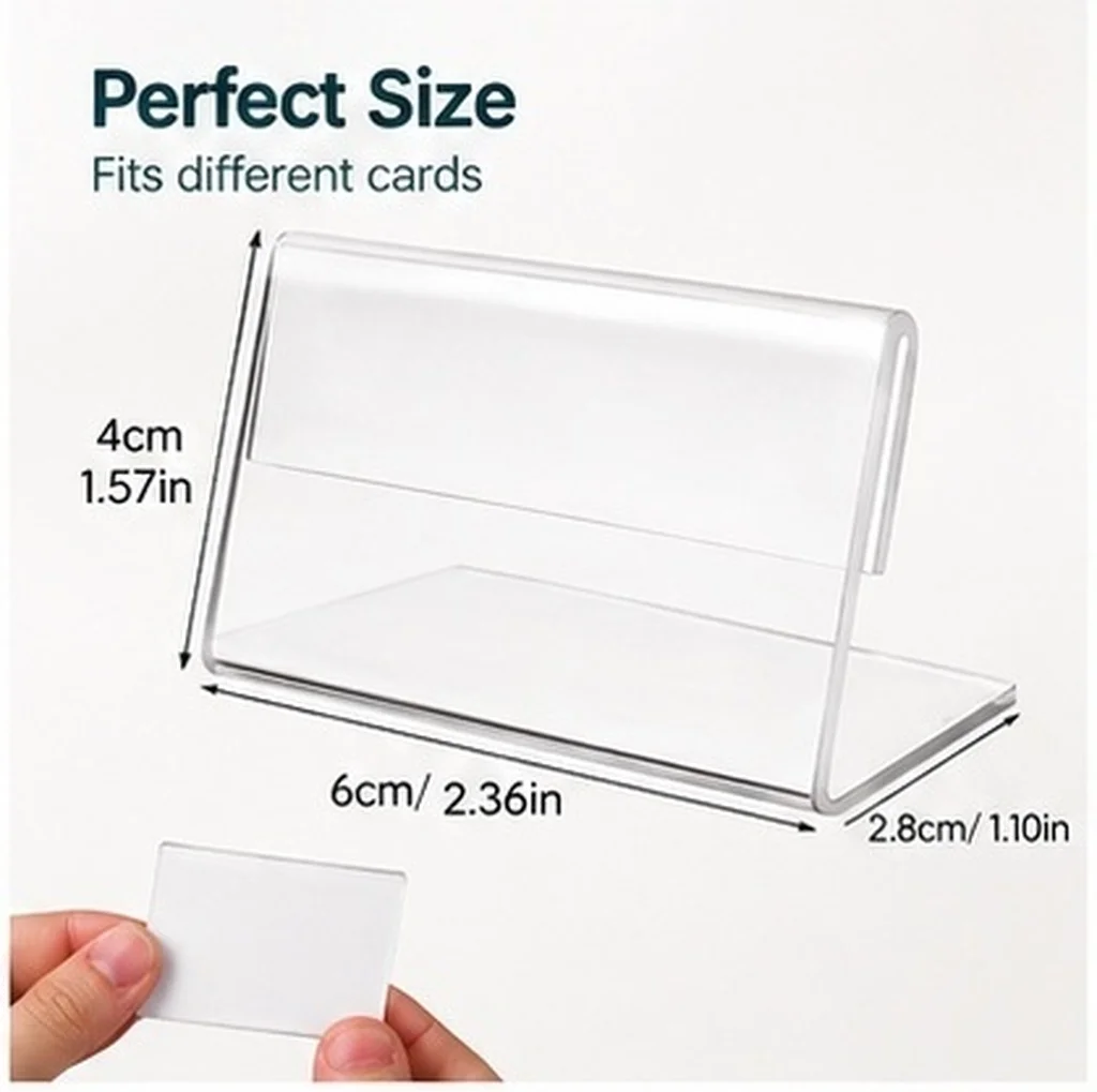 40Pcs Acrylic Sign Holders Card Display Stand Stable Vertical Design Price Label Holders for Store Conference Exhibition Market