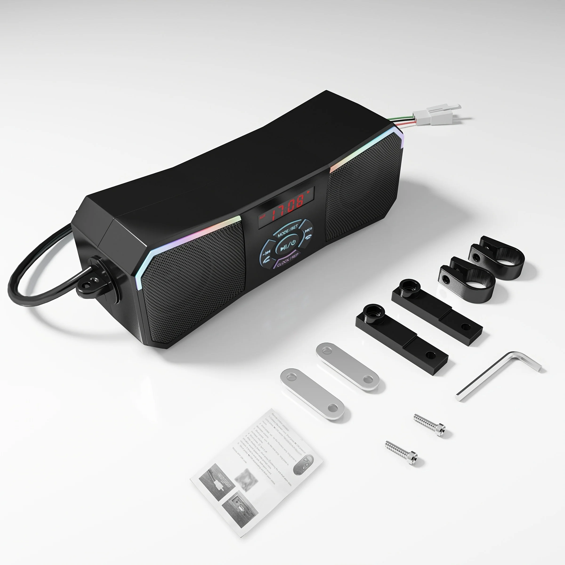 مكبرات صوت للدراجات النارية على الطرق الوعرة 12 فولت نظام صوت ستيريو لاسلكي المقود جبل مشغل MP3 AUX-in USB راديو FM لا وظيفة الشحن